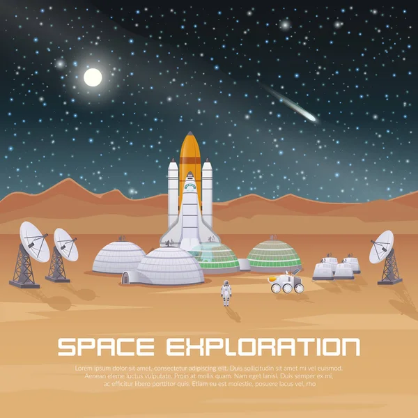 Exploración del espacio Composición plana — Vector de stock