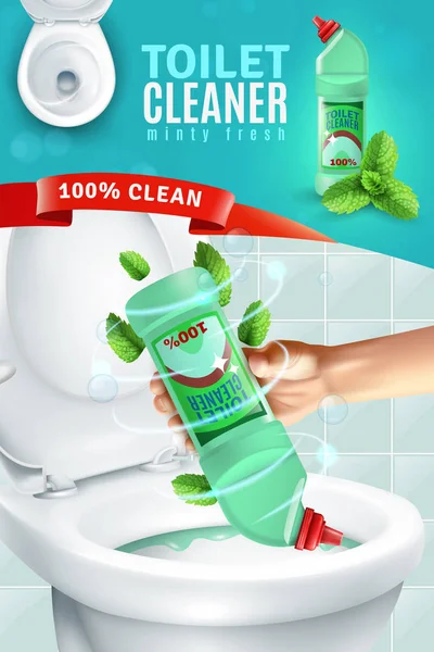 Tuvalet temizleyici reklam arka plan — Stok Vektör