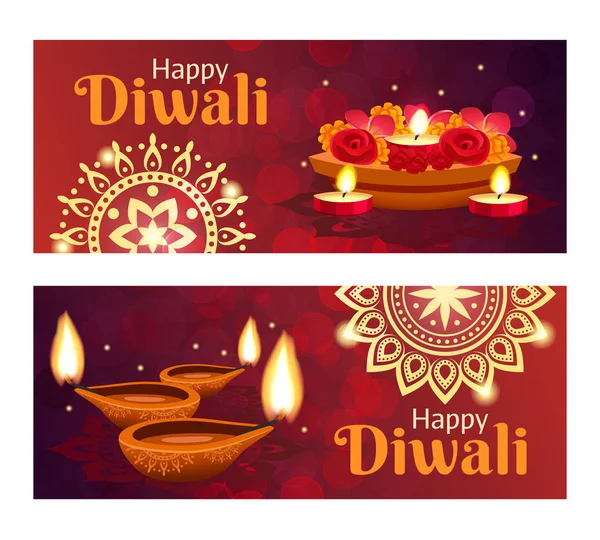 Ensemble de bannières Diwali — Image vectorielle