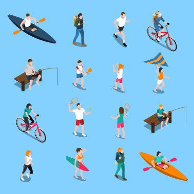 Yaz açık hava etkinliği insanlar Icon Set