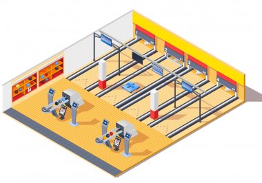 Bowling Club izometrik iç tasarım