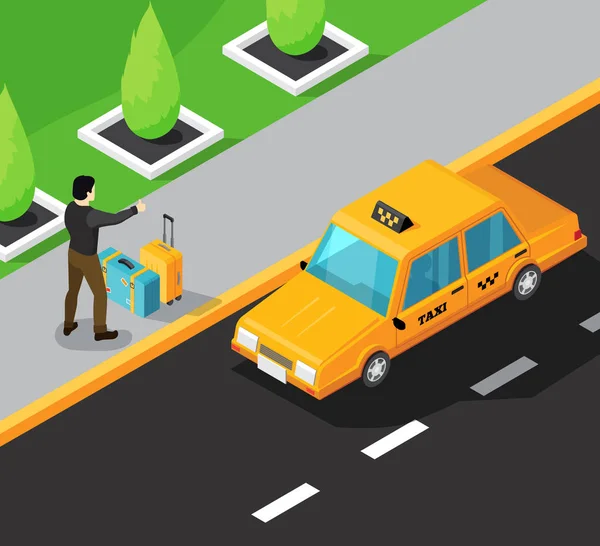 Service de taxi Contexte isométrique — Image vectorielle