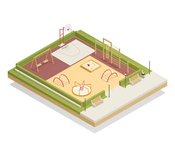 Изометрический макет детской площадки — стоковый вектор