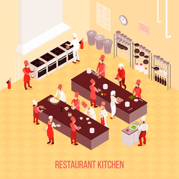 Ресторан Кухня изометрическая композиция — стоковый вектор