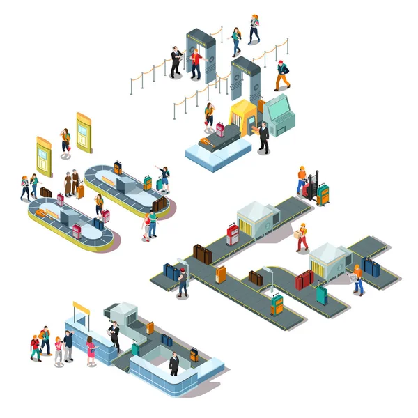 Airport Isometric Compositions — Stock Vector