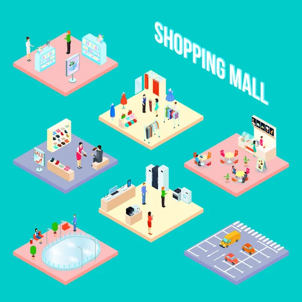 Shopping Mall Set Object — Stock Vector