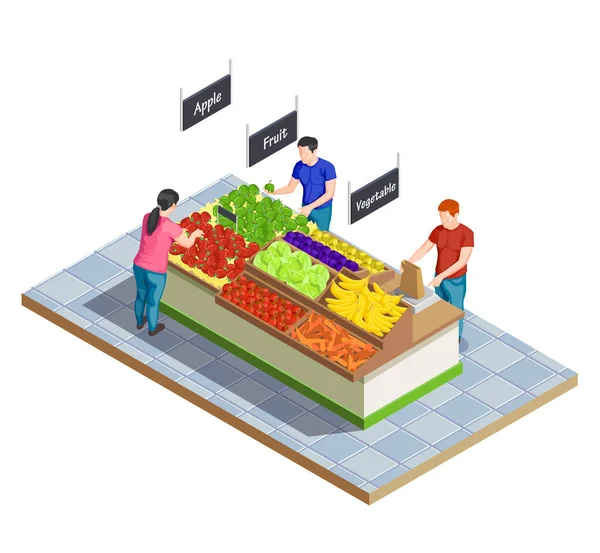 Mercado alimentario Composición isométrica — Archivo Imágenes Vectoriales