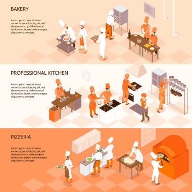 Yatay izometrik afiş pişirme