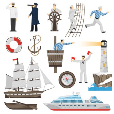 Yelkenli gemi öznitelikleri Icons Set 