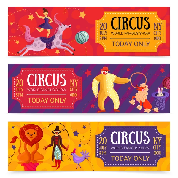 Circo Horizontal Banners Set — Vetor de Stock