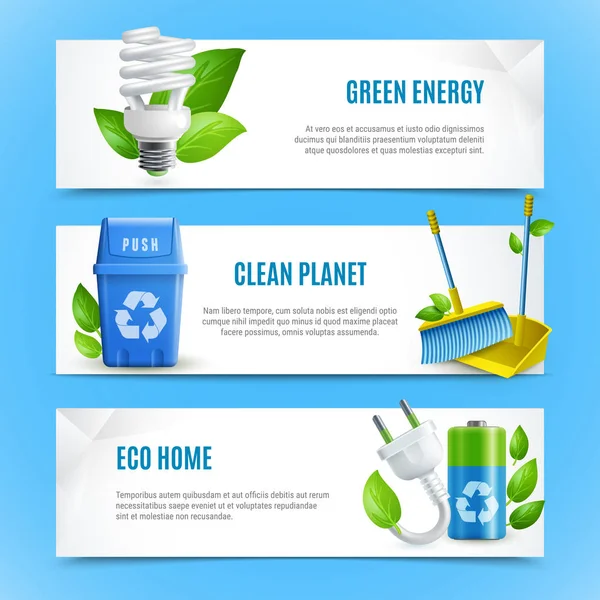 Ecology Realistic Paper Banners — Stock Vector
