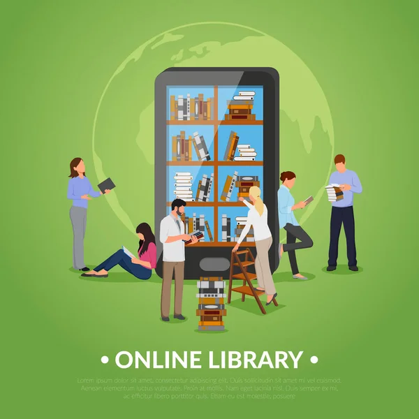 Online Kütüphane illüstrasyon — Stok Vektör