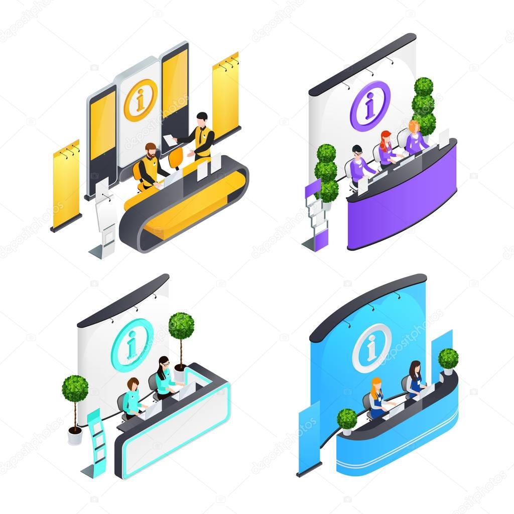 Information Desks Isometric Compositions