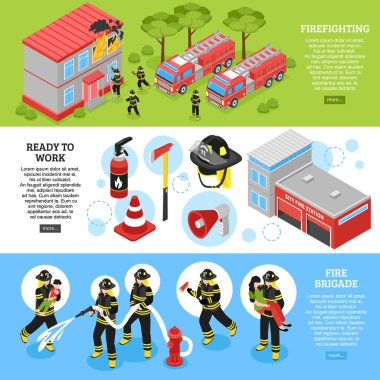 İzometrik itfaiyeci afiş