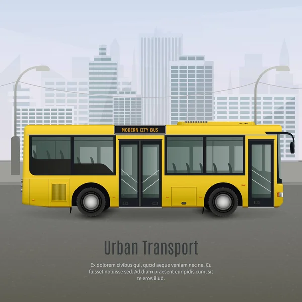 Cidade realista Bus Ilustração — Vetor de Stock