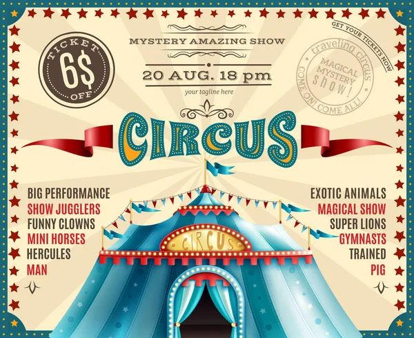 Retro plakát cirkus výkon oznámení — Stockový vektor