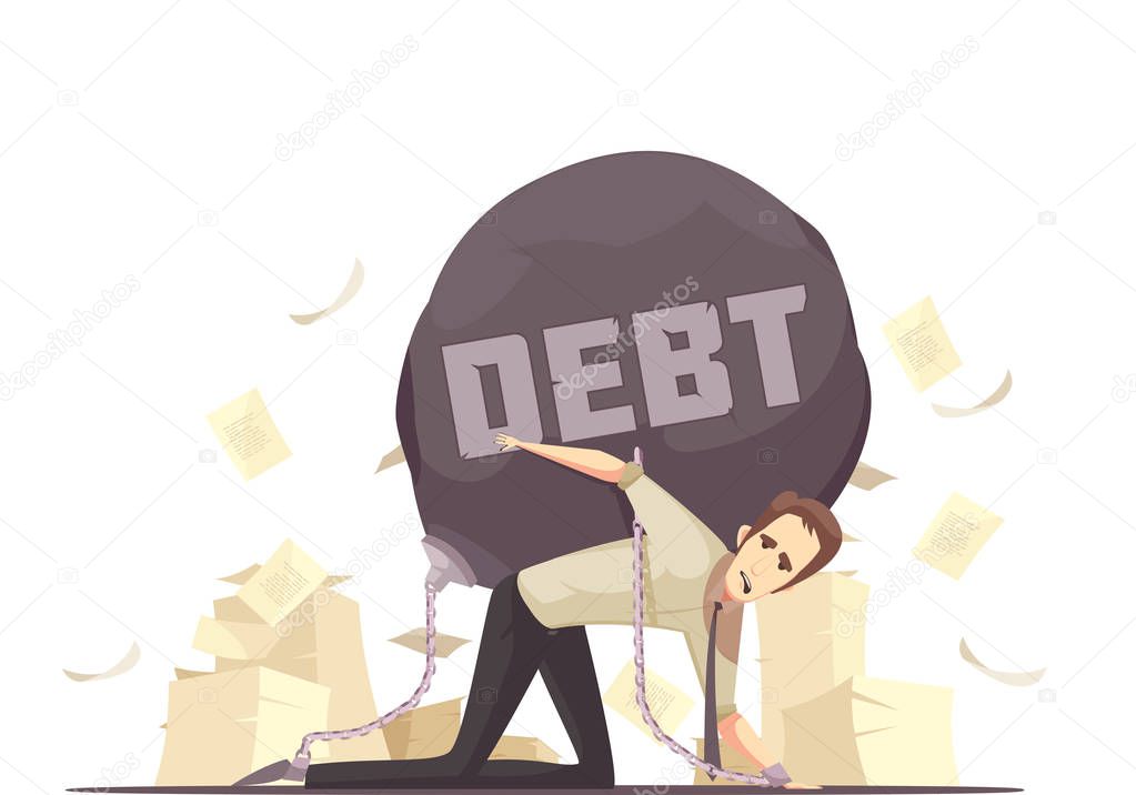 Business Failure Debt Cartoon Icon 
