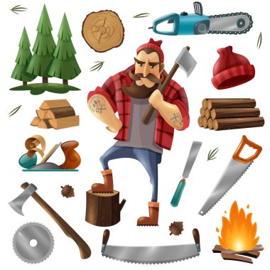 Ormansızlaşma oduncu Icon Set