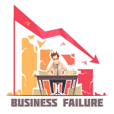 Business Failure Retro Cartoon poster    clipart