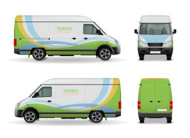 Gerçekçi kargo Van reklam tasarım Mockup 