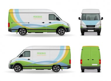 Realistic Cargo Van Advertising Design Mockup  clipart