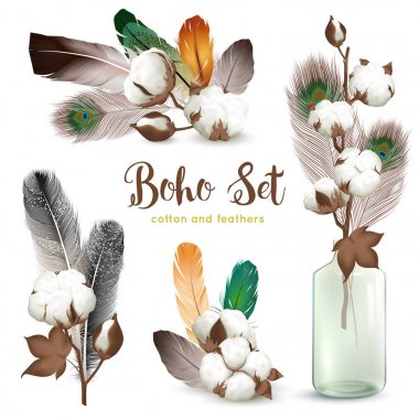 Pamuk koza tüyler Boho Set 