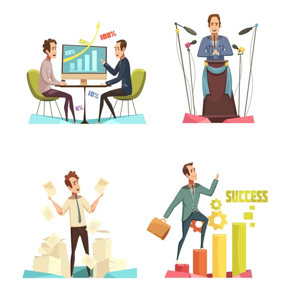 Meeting Concept Icons Set — Stock Vector