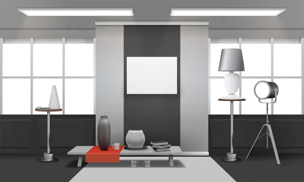 Interior Loft Realistik - Stok Vektor