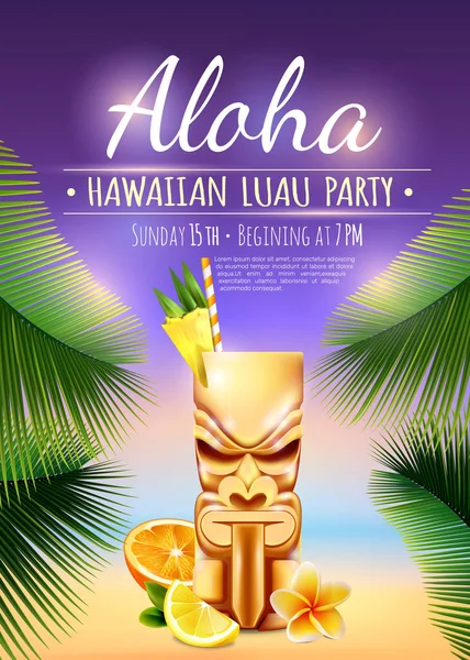 Cartel de fiesta hawaiano de Luau — Archivo Imágenes Vectoriales
