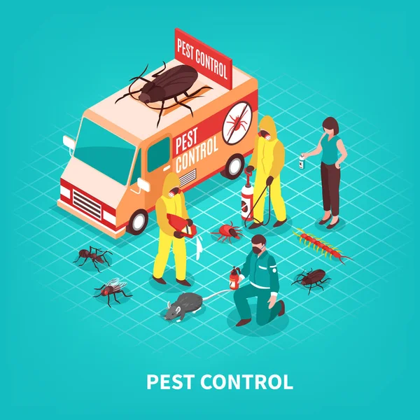 Pest Control ilustracja izometryczny — Wektor stockowy