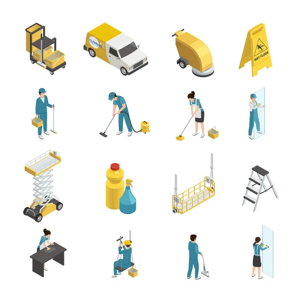 Professional Cleaning Isometric Icons — Stock Vector