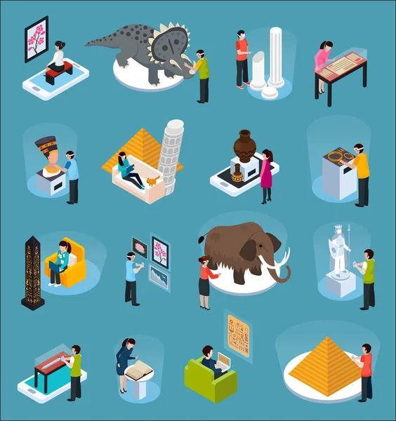 Sanal seyahat yerler müze izometrik kompozisyon