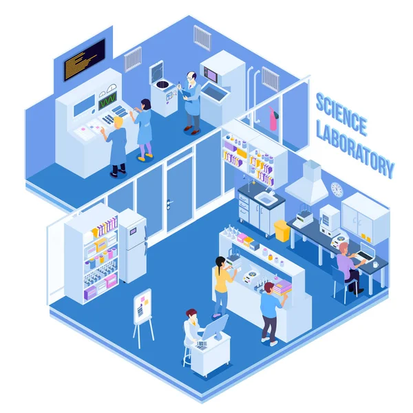 Ilustrasi Isometrik Laboratorium Sains - Stok Vektor
