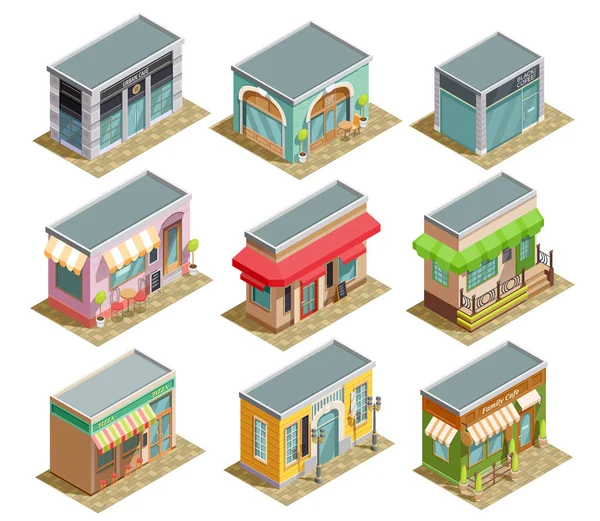 Coffee House Isometric Set — Stock Vector