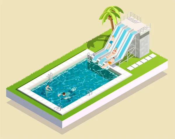 Composição da piscina do parque aquático — Vetor de Stock