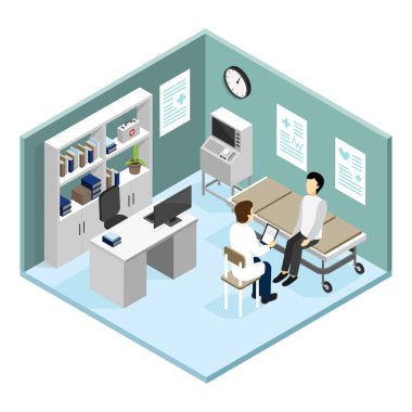 Doktorlar Office vektör çizim hastada
