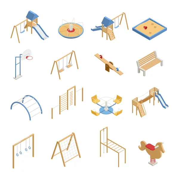 Dzieci plac zabaw izometryczny ikony — Wektor stockowy