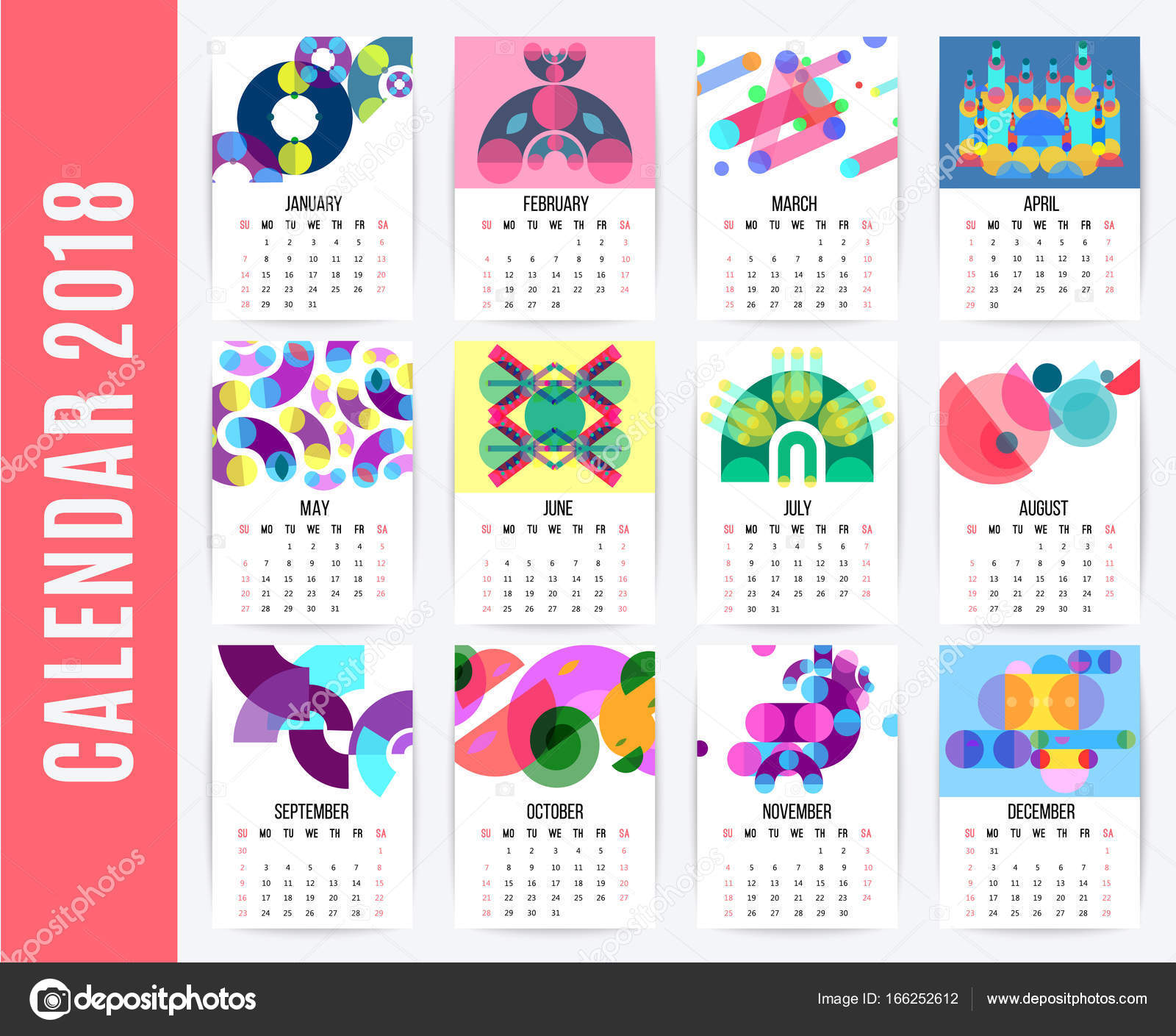 Monthly Calendar Design Set Stock Vector Image by ©macrovector 166252612