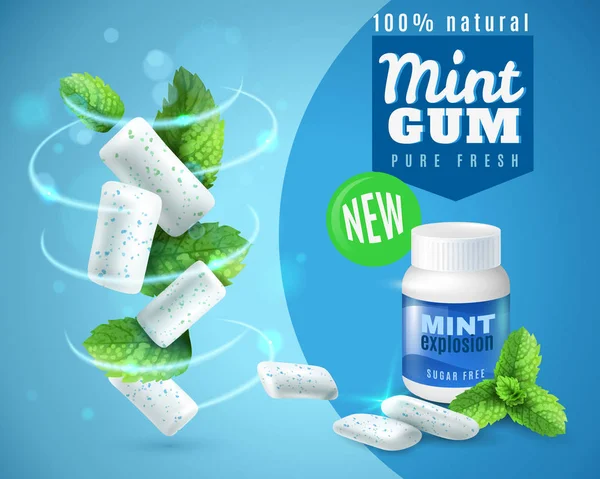 Realistické Mint Gum plakát — Stockový vektor