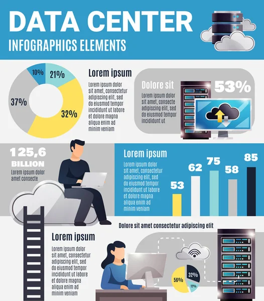 Veri Merkezi Infographics — Stok Vektör