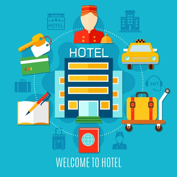 Willkommen zum Hoteldesign-Konzept — Stockvektor