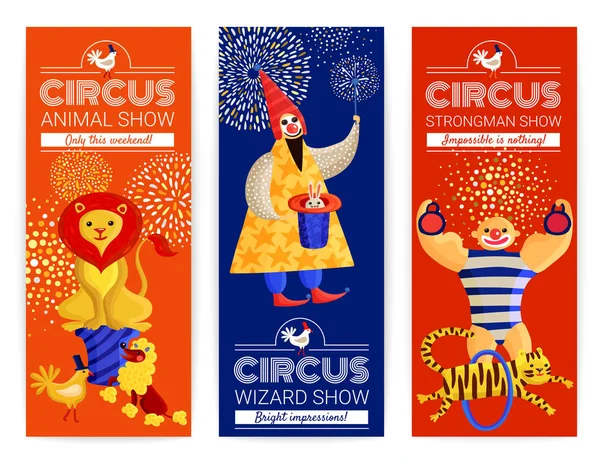 Zirkus vertikale Banner gesetzt — Stockvektor