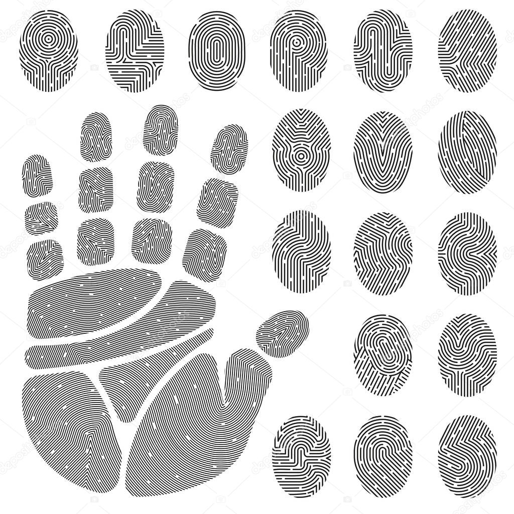 Prints Of Fingers And Palm Set