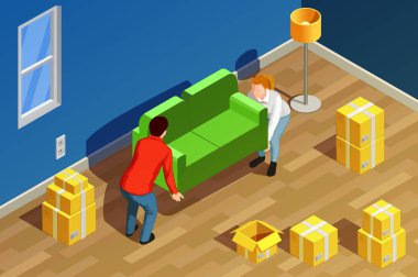 Yeni ev izometrik kompozisyon