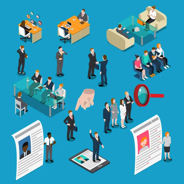 Recruitment Hiring HR Management Isometric People — Stock Vector