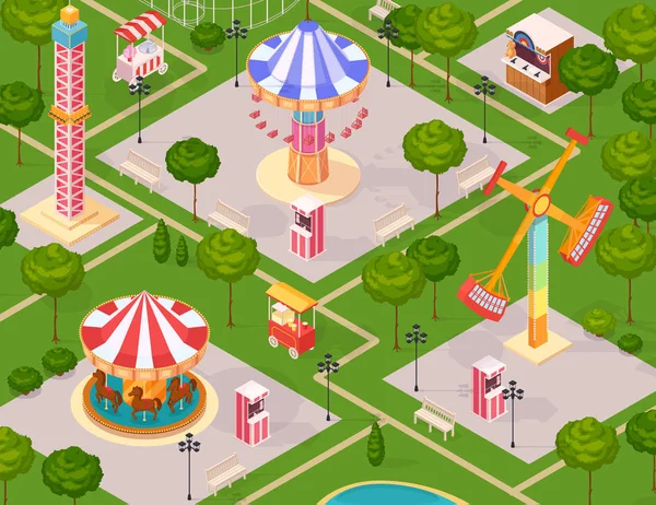 Parque de diversões de verão para crianças — Vetor de Stock
