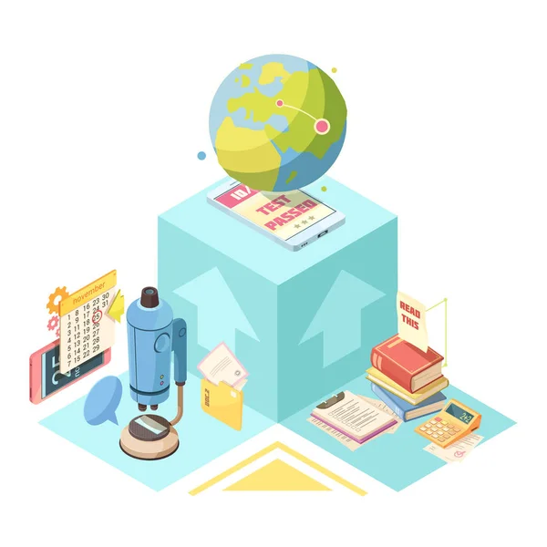 Enseignement à distance Isometric Design — Image vectorielle