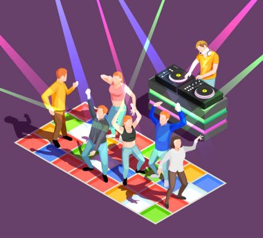 dans eden insanlar illüstrasyon