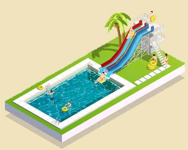 Složení tobogánem Aqua Park — Stockový vektor