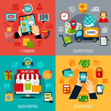 E-ticaret düz tasarım konsepti